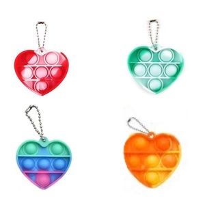 Heart Pop It Key Chains. Sensory Fidget Stress Relief Toy.